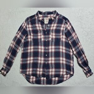 Mossimo Top Size L Large Button Up Down Blouse Long Sleeve Boyfriend Fit Shirt